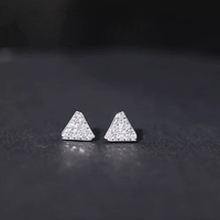 Genuine Diamond Triangle Stud Earrings