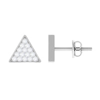Genuine Diamond Triangle Stud Earrings
