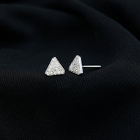 Genuine Diamond Triangle Stud Earrings