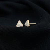 Genuine Diamond Triangle Stud Earrings