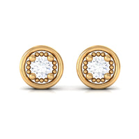 Genuine Diamond Vintage Stud Earrings with Screw Back