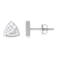 Genuine Diamond Geometric Stud Earrings with Screw Back