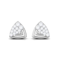 Genuine Diamond Geometric Stud Earrings with Screw Back