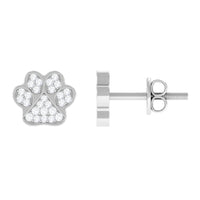 Real Diamond Cute Paw Stud Earrings