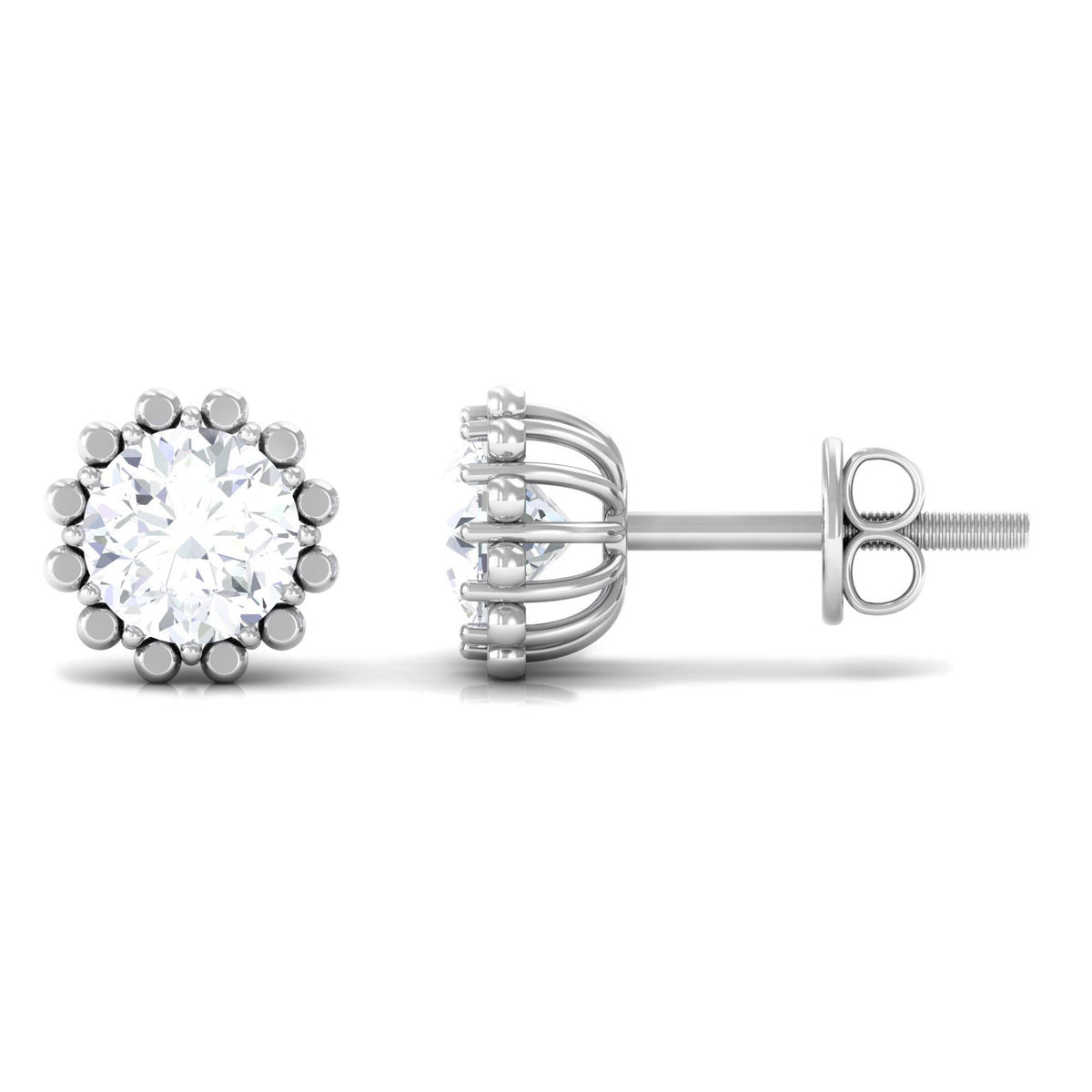 Certified Natural Diamond Studs with Screw Back