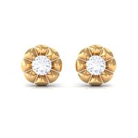 Natural Diamond Cute Flower Stud Earrings with Screw Back