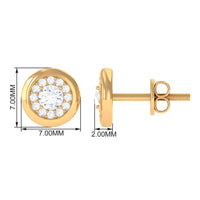 Certified Real Diamond Cluster Stud Earrings with Screw Back