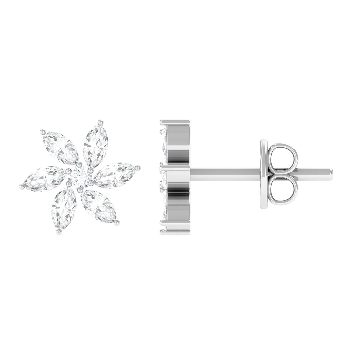 Natural Diamond Flower Earrings for Everyday