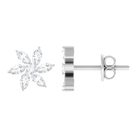 Natural Diamond Flower Earrings for Everyday