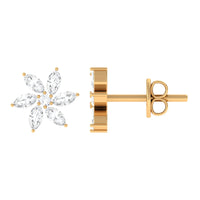 Natural Diamond Flower Earrings for Everyday