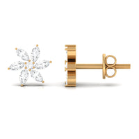 Natural Diamond Flower Earrings for Everyday