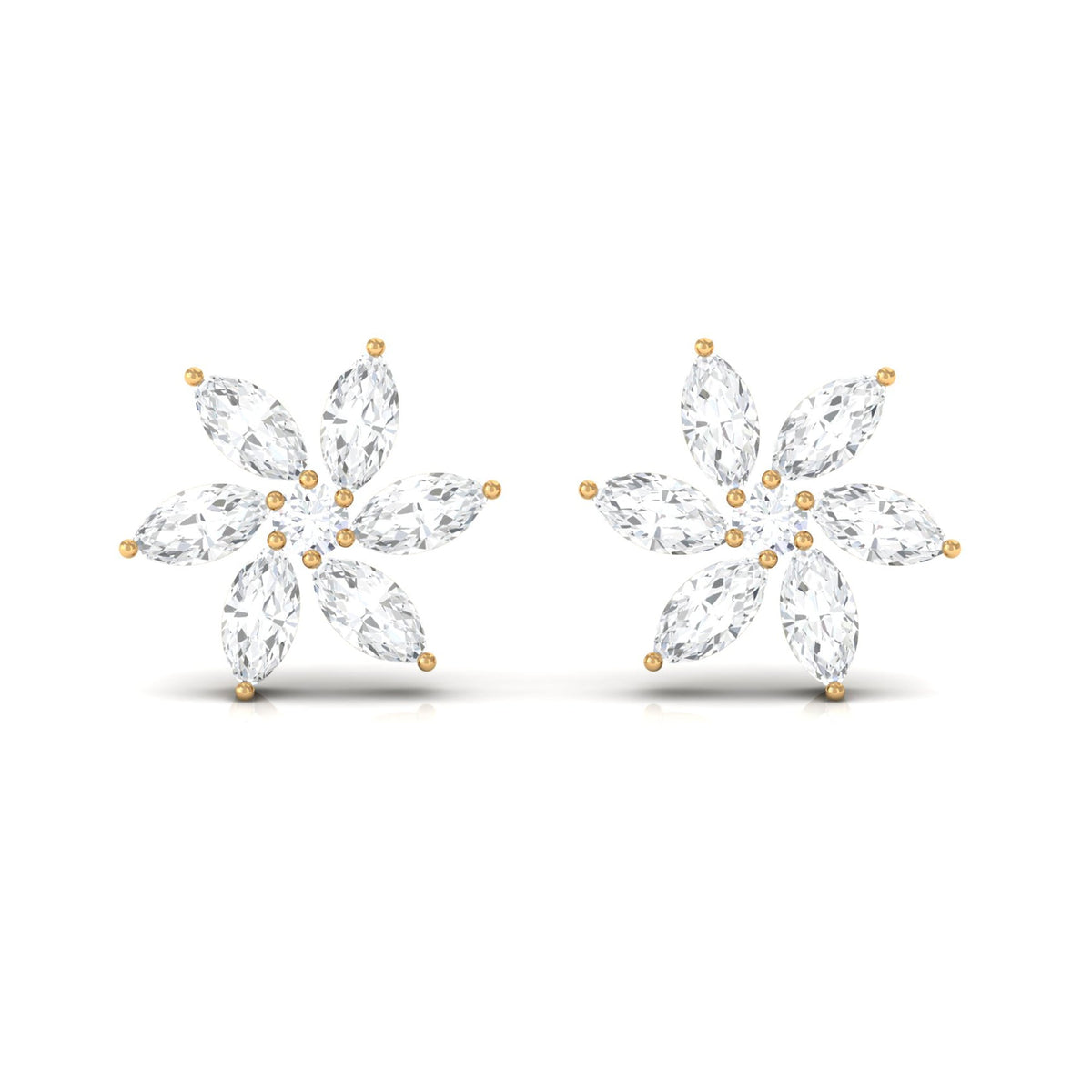 Natural Diamond Flower Earrings for Everyday