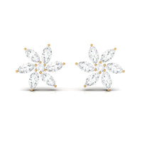 Natural Diamond Flower Earrings for Everyday