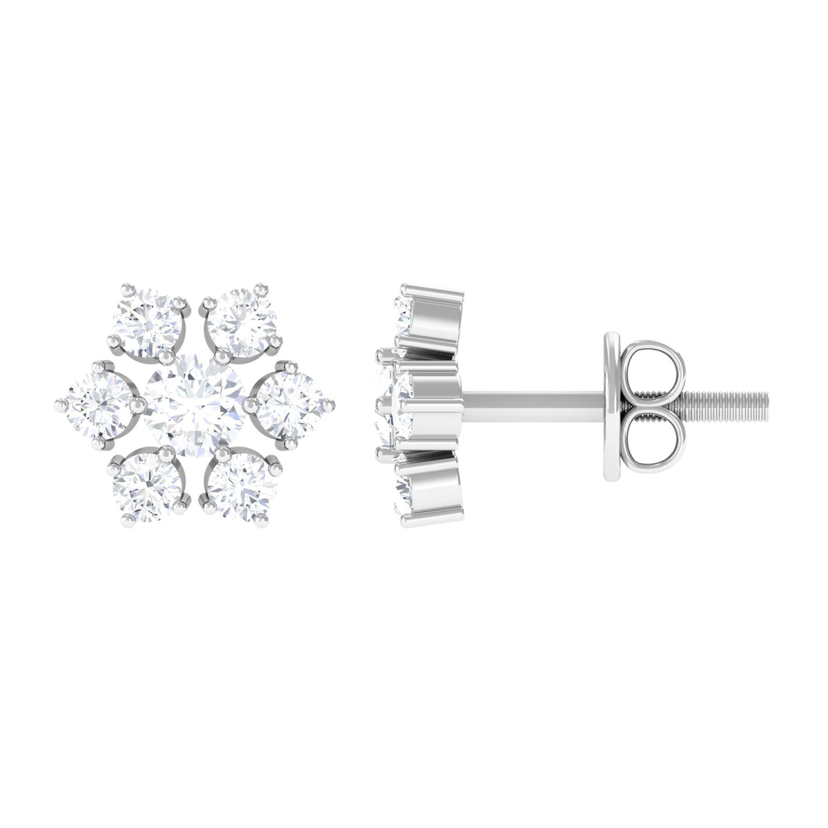 Certified Natural Diamond Cluster Earrings
