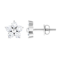 Certified Diamond Flower Stud Earrings in Prong Setting