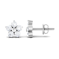Certified Diamond Flower Stud Earrings in Prong Setting