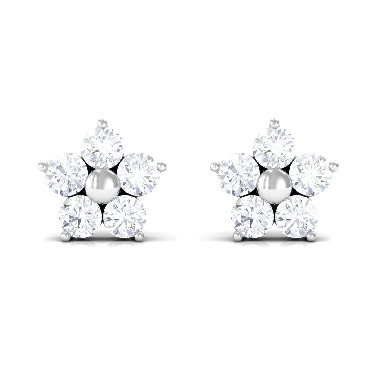 Certified Diamond Flower Stud Earrings in Prong Setting