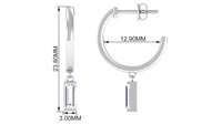 Natural Baguette Diamond Drop Hoop Earrings
