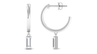 Natural Baguette Diamond Drop Hoop Earrings