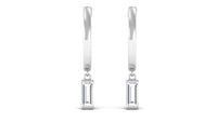 Natural Baguette Diamond Drop Hoop Earrings