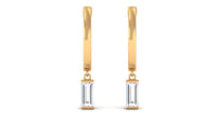 Natural Baguette Diamond Drop Hoop Earrings