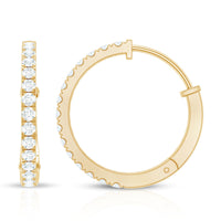 Natural Diamond Hoop Earrings For Women