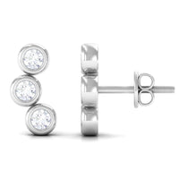 1/2 CT Bezel Set Round Moissanite Three Stone Stud Earrings