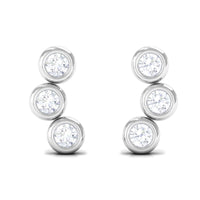 1/2 CT Bezel Set Round Moissanite Three Stone Stud Earrings