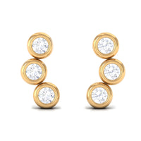1/2 CT Bezel Set Round Moissanite Three Stone Stud Earrings