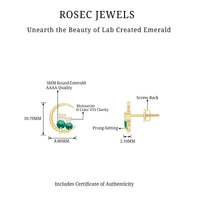 Lab Created Emerald Cat and Moon Stud Earrings
