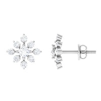 Certified Moissanite Floral Stud Earrings for Women