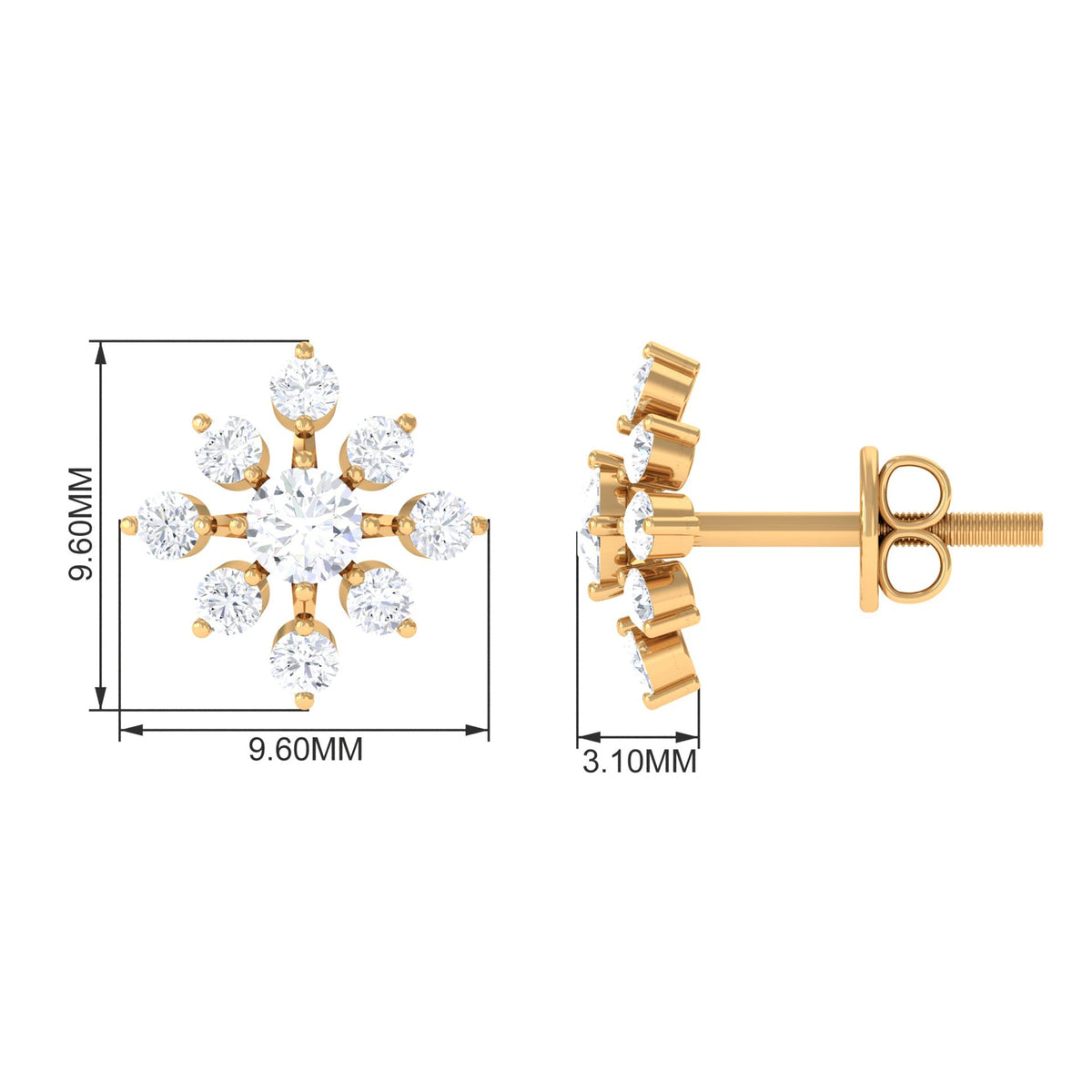 Certified Moissanite Floral Stud Earrings for Women