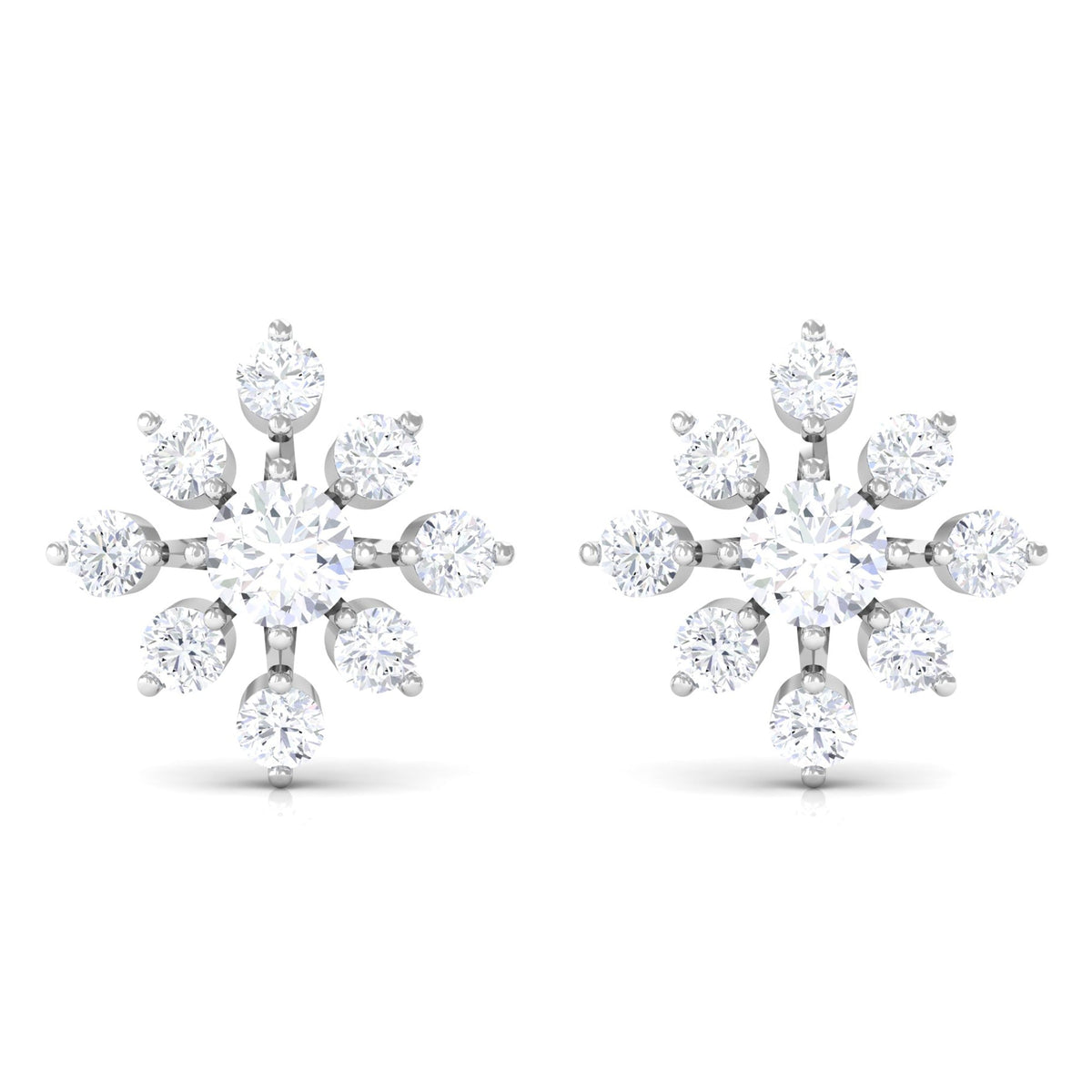 Certified Moissanite Floral Stud Earrings for Women