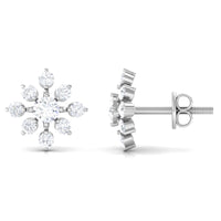 Certified Moissanite Floral Stud Earrings for Women