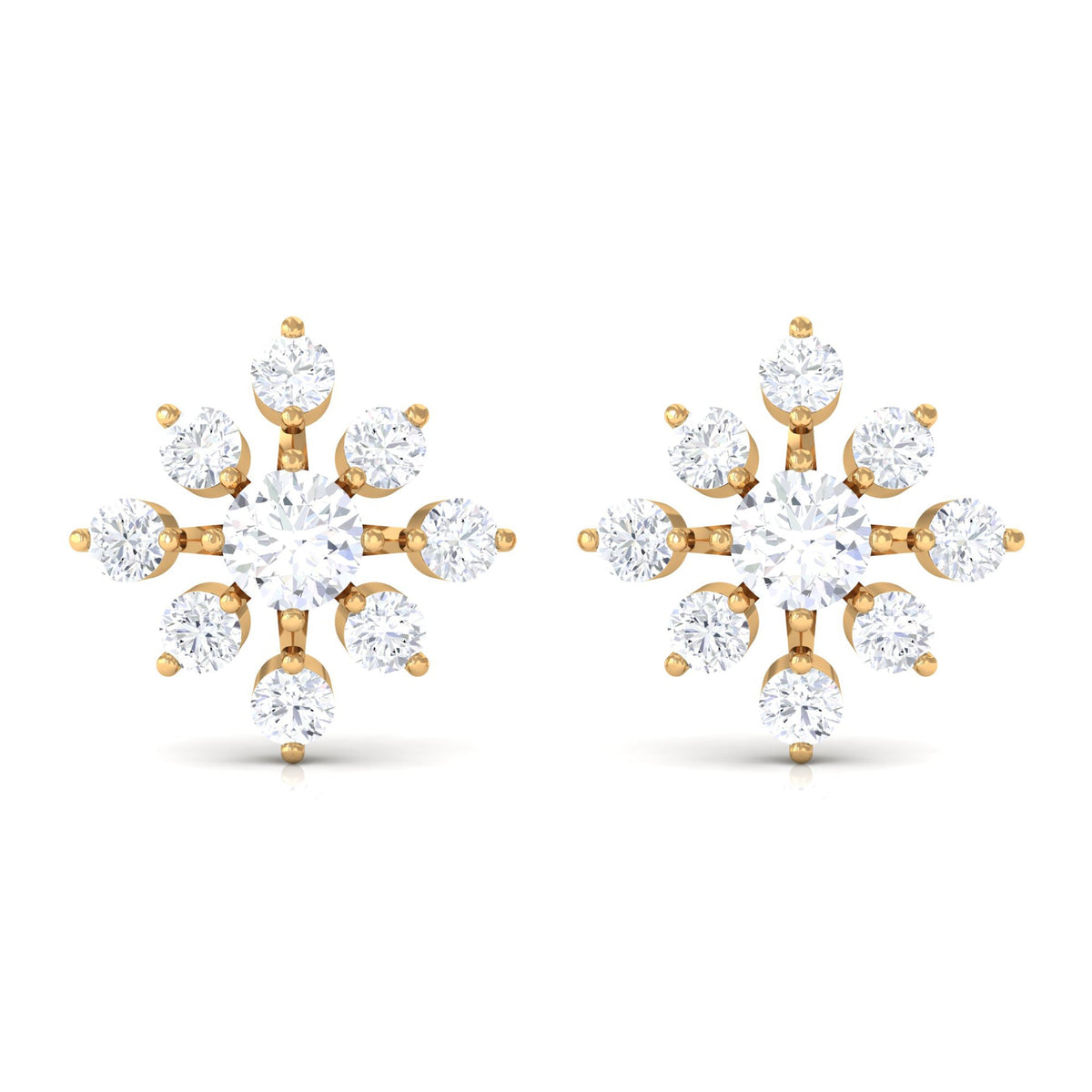 Certified Moissanite Floral Stud Earrings for Women