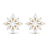 Certified Moissanite Floral Stud Earrings for Women