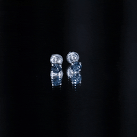 Genuine London Blue Topaz Solitaire Stud Earrings in Prong Setting