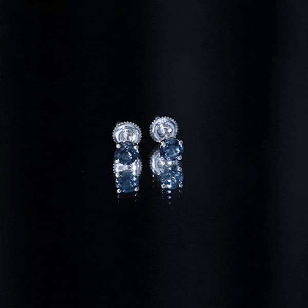 Real London Blue Topaz Solitaire Stud Earrings in Silver