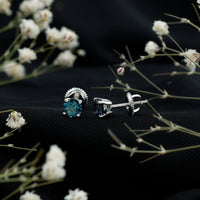 Real London Blue Topaz Solitaire Stud Earrings in Silver