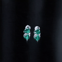 7MM Heart Shape Lab Created Emerald Solitaire Stud Earrings