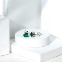 7MM Heart Shape Lab Created Emerald Solitaire Stud Earrings