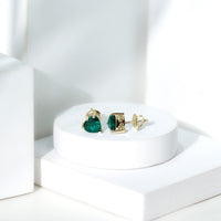 7MM Heart Shape Lab Created Emerald Solitaire Stud Earrings
