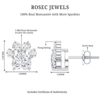 Heart and Round Shape Moissanite Paw Stud Earrings