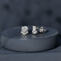 Heart and Round Shape Moissanite Paw Stud Earrings