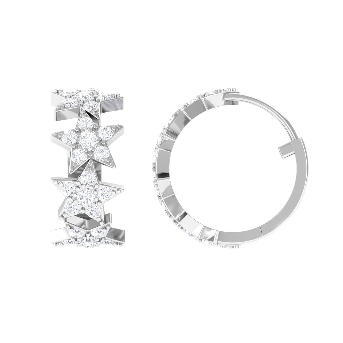 Certified Moissanite Star Hoop Earrings