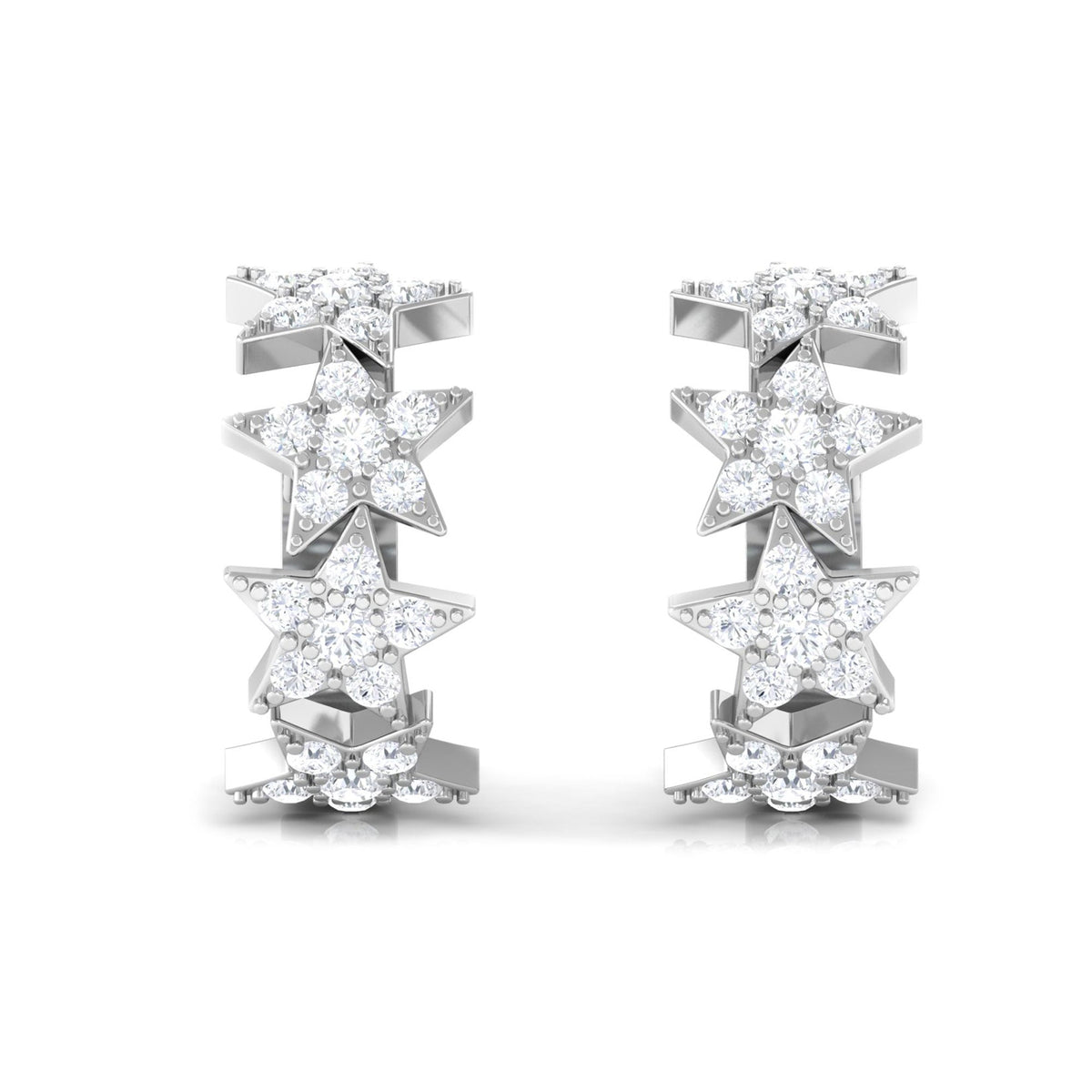 Certified Moissanite Star Hoop Earrings