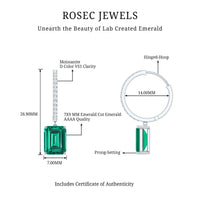 Certified Lab Created Emerald Hoop Drop Earrings For Women