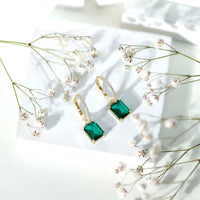 Certified Lab Created Emerald Hoop Drop Earrings For Women