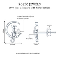 Certified Cat Moon Earrings with Moissanite