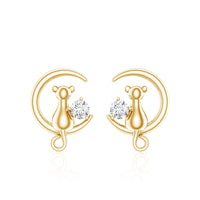 Certified Cat Moon Earrings with Moissanite